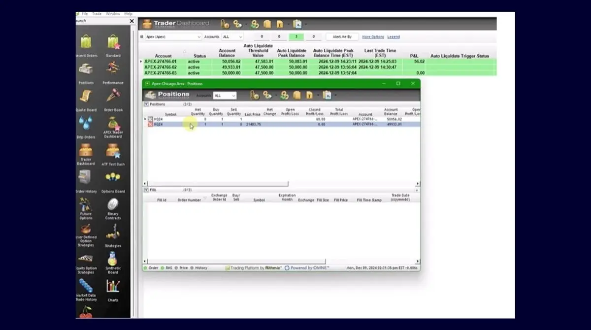 Using RTrader Pro to monitor real-time liquidation thresholds